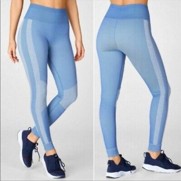 Fabletics | Seamless High Waisted Legging Blue Chevron Check - Picture 1 of 8